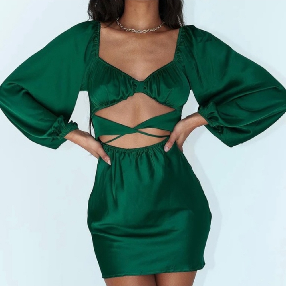 Princess Polly Nikita emerald mini dress